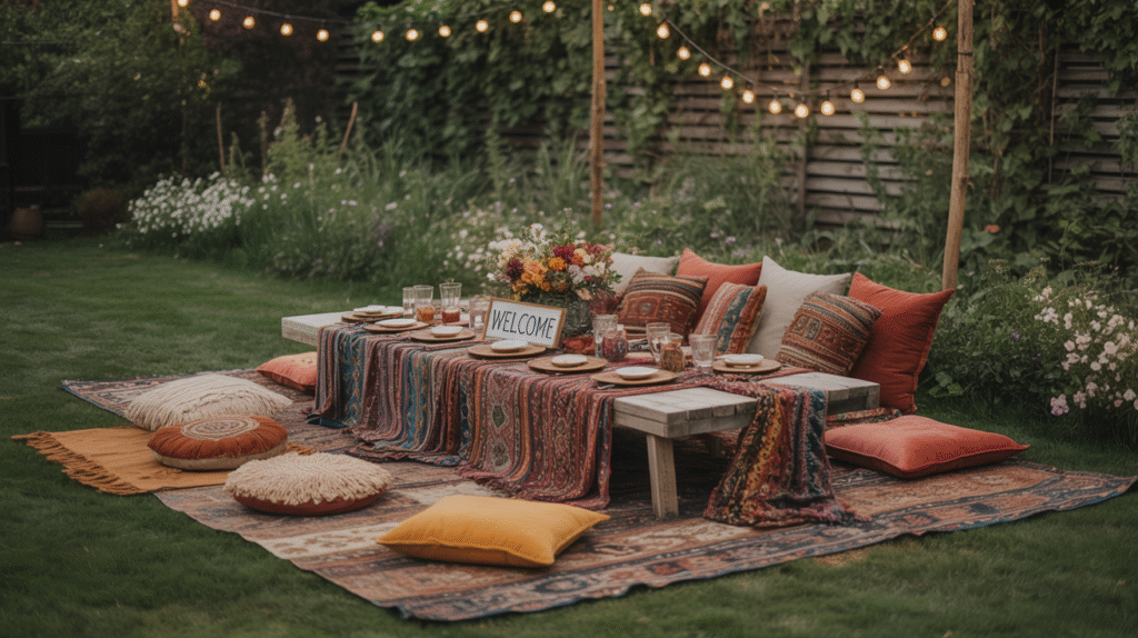 Colorful Boho Picnic Area