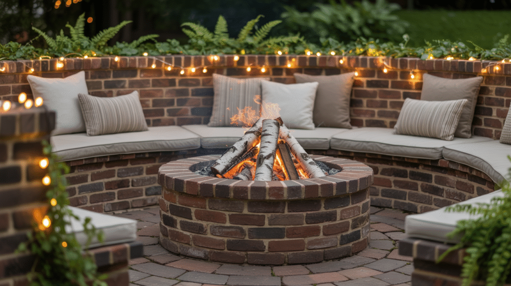  Fire Pit Lounge with Built-In Seating
