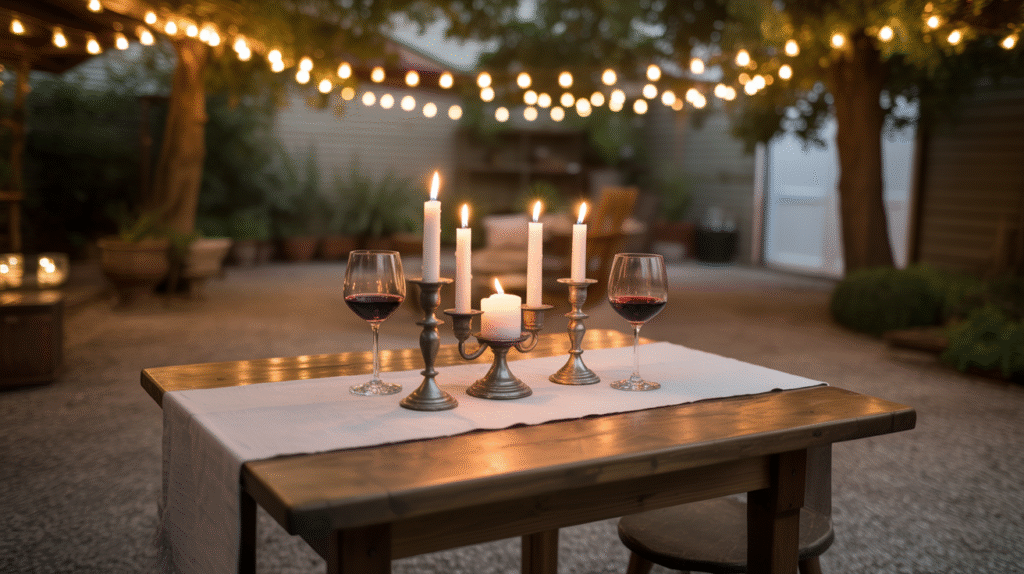 Outdoor Dining Under String Lights