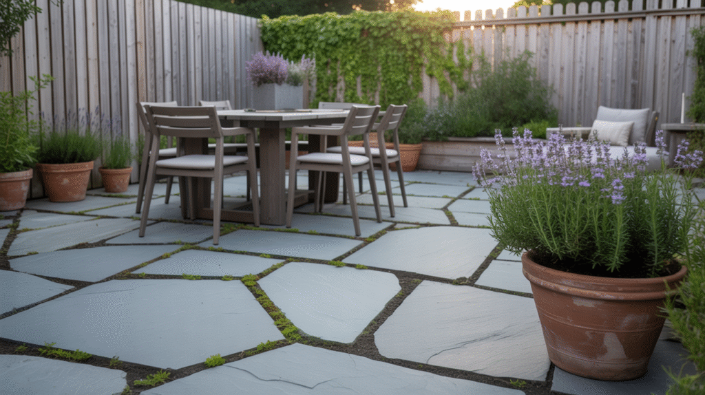 Stone Patio for a Clean Look
