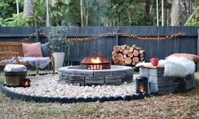 Cement Block and Gravel Fire Pit