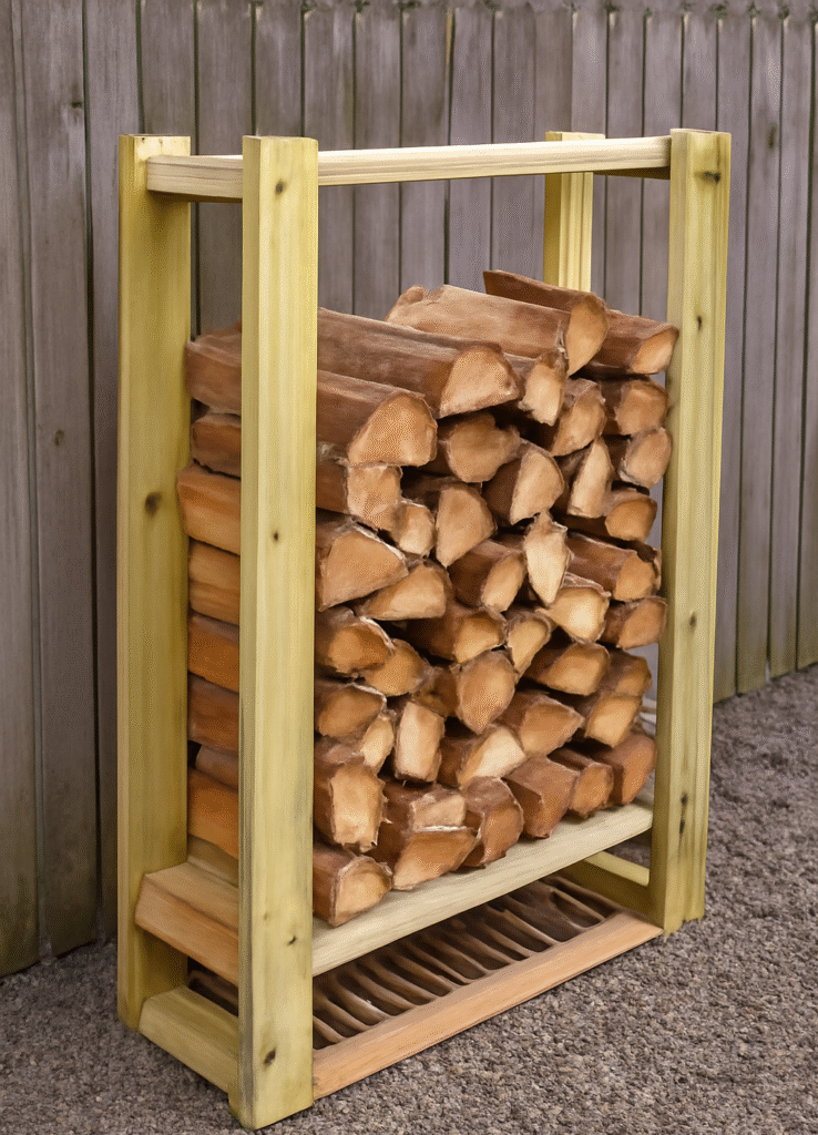 DIY Log Holder Plan Built with 2x4s and 4x4s