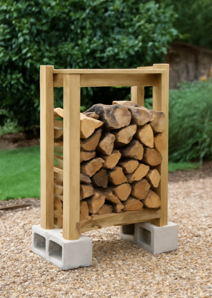 DIY Log Holder Plan Built with 2x4s and 4x4s