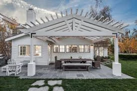 Farmhouse Pergola with Shiplap Walls