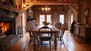 Fireplace with Rustic Dining Area