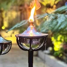 Hammered Steel Outdoor Oil Lamps
