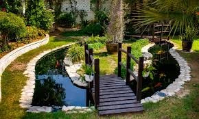 Koi Pond by Stairs