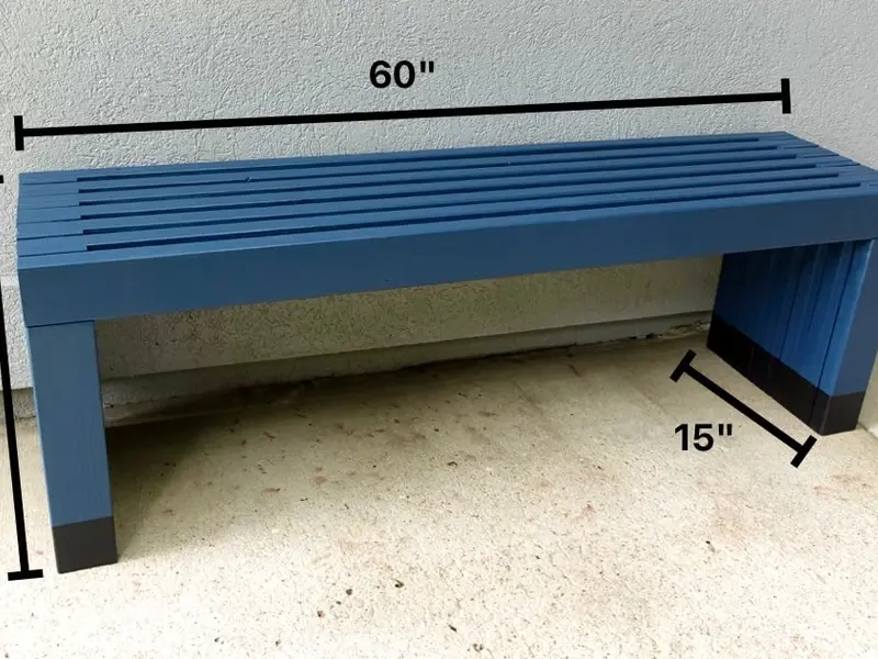 Modern Slatted Bench with 2x4s
