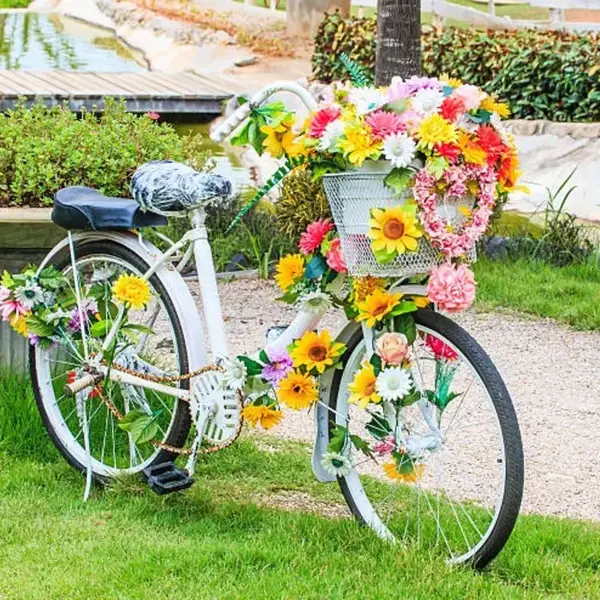 Painted Bike with Hanging Planters