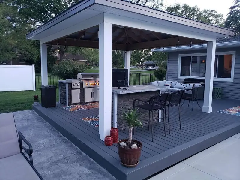 Pergola with Built-In Bar Seating