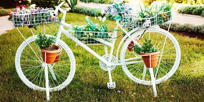 Rustic Bicycle Planter with Succulents (Summer)
