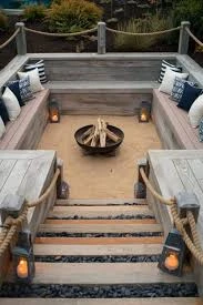 Rustic Sunken Fire Pit with Wooden Benches