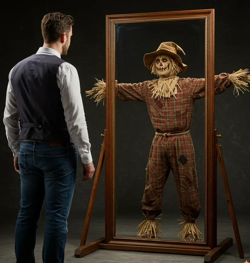 Scarecrow with a Mirror Face
