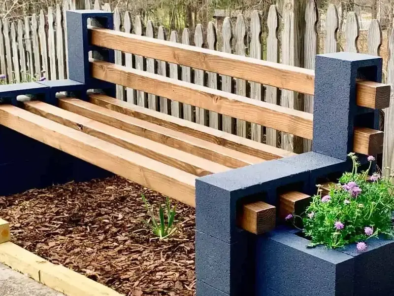 The Simple Cinder Block + Wood Bench
