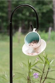 Thrift Store Tea Cup and Saucer on PVC Pipe