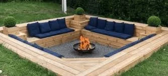 Wooden Pallet Seating Around Fire Pit