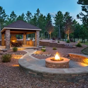 40 Oversized Red Brick Circular Fire Pit Designs with Seating