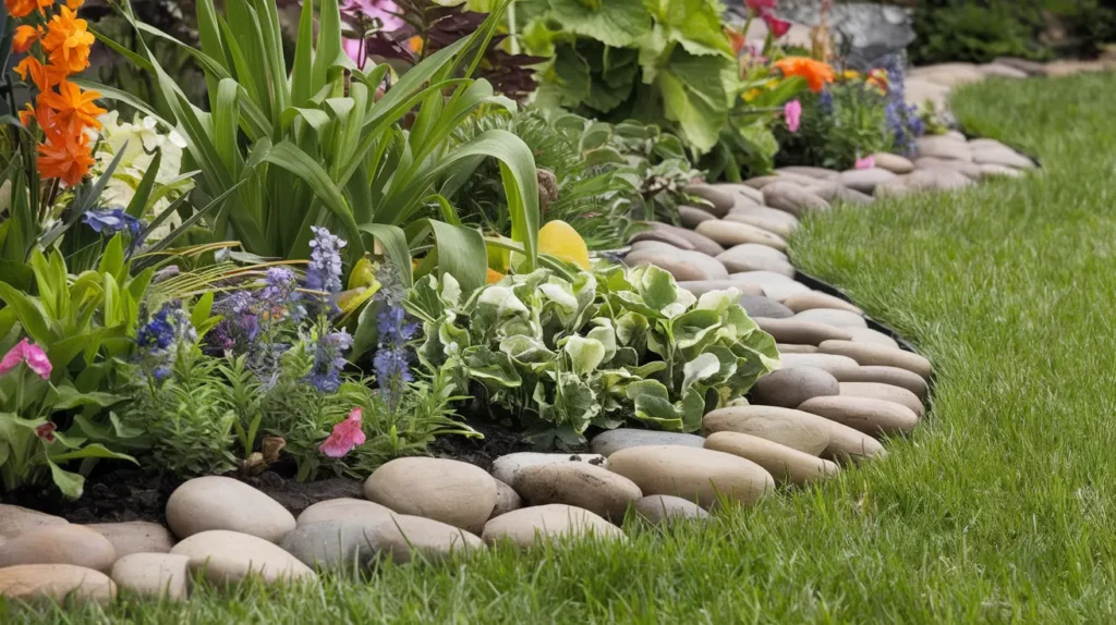 Natural Rock Edging for Vegetable Beds