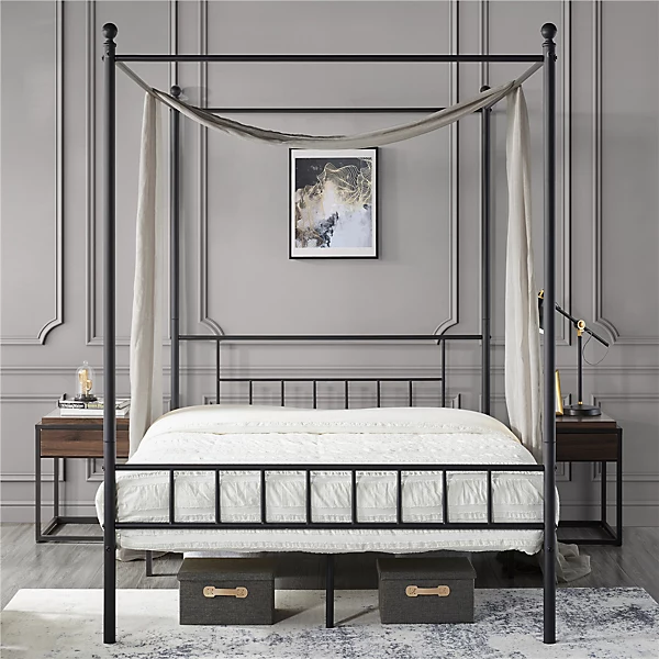 Canopy Bed with Slatted Headboard