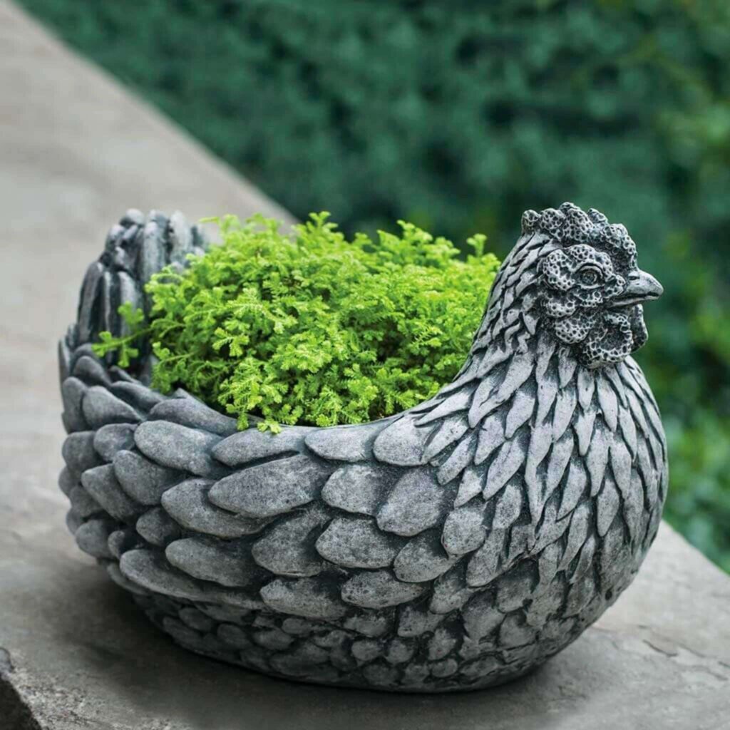 Chicken Yard Art with Built-In Planters