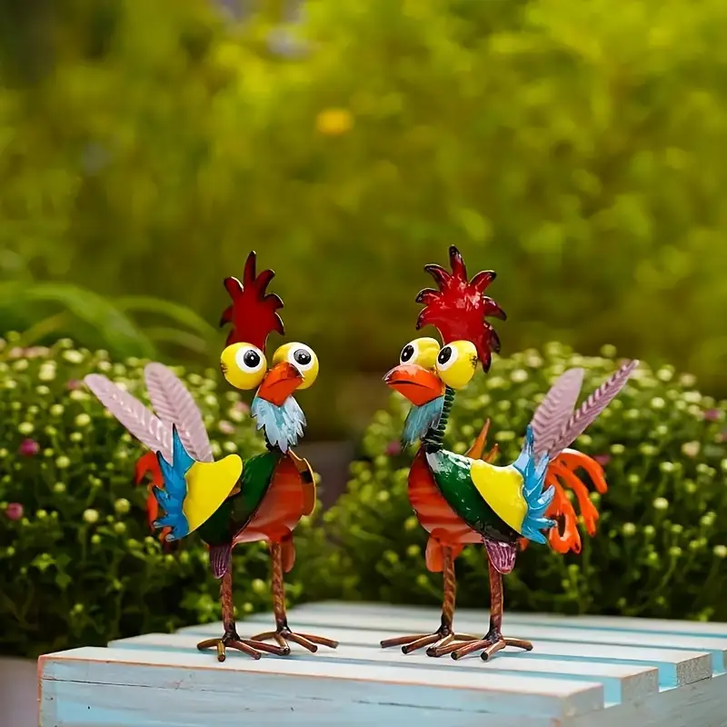 Chicken Yard Art with a Rustic Barrel Design