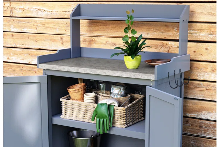 Covered Outdoor Potting Station for Rustic Retail Charm
