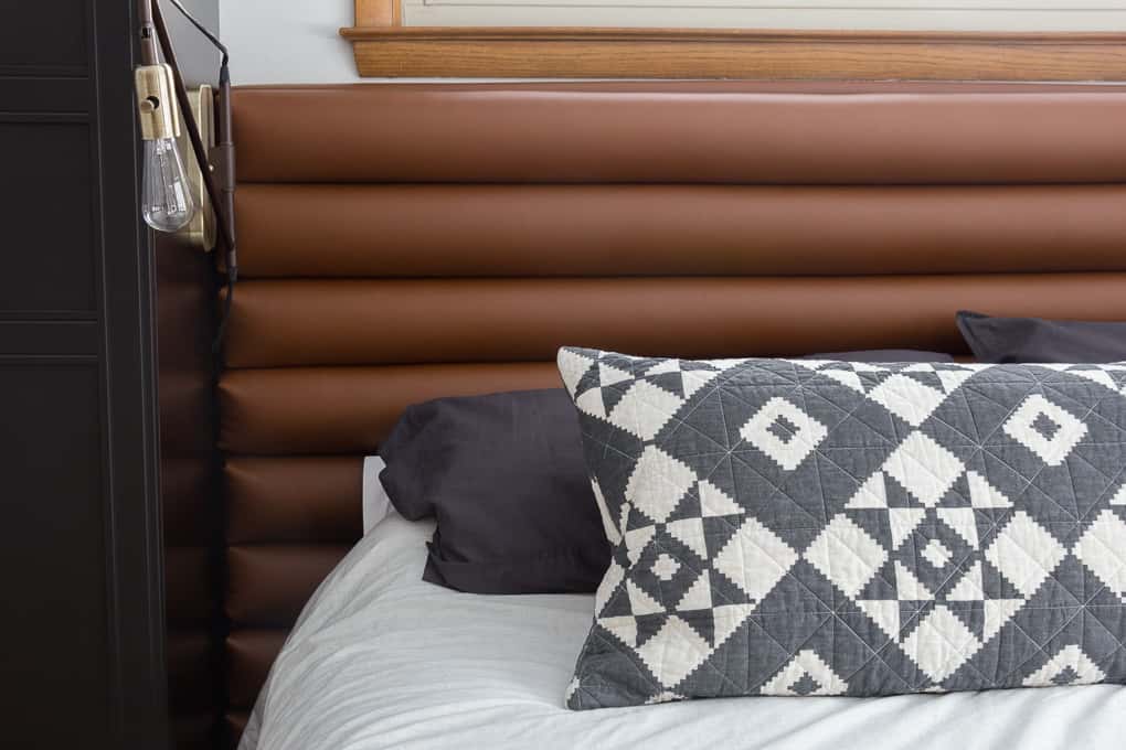 DIY Faux Leather Upholstered Headboard