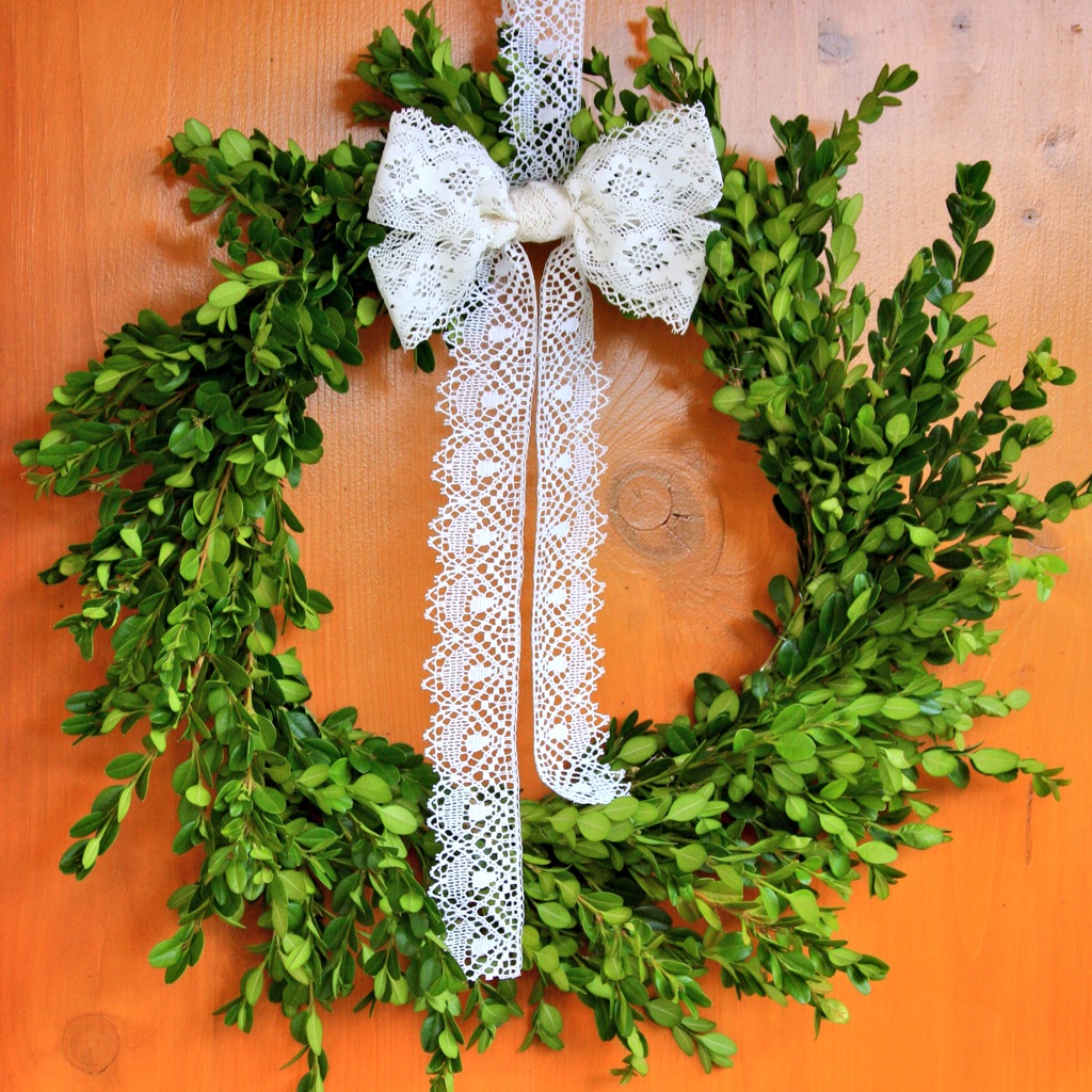 Faux Boxwood Christmas Wreath with a Twist