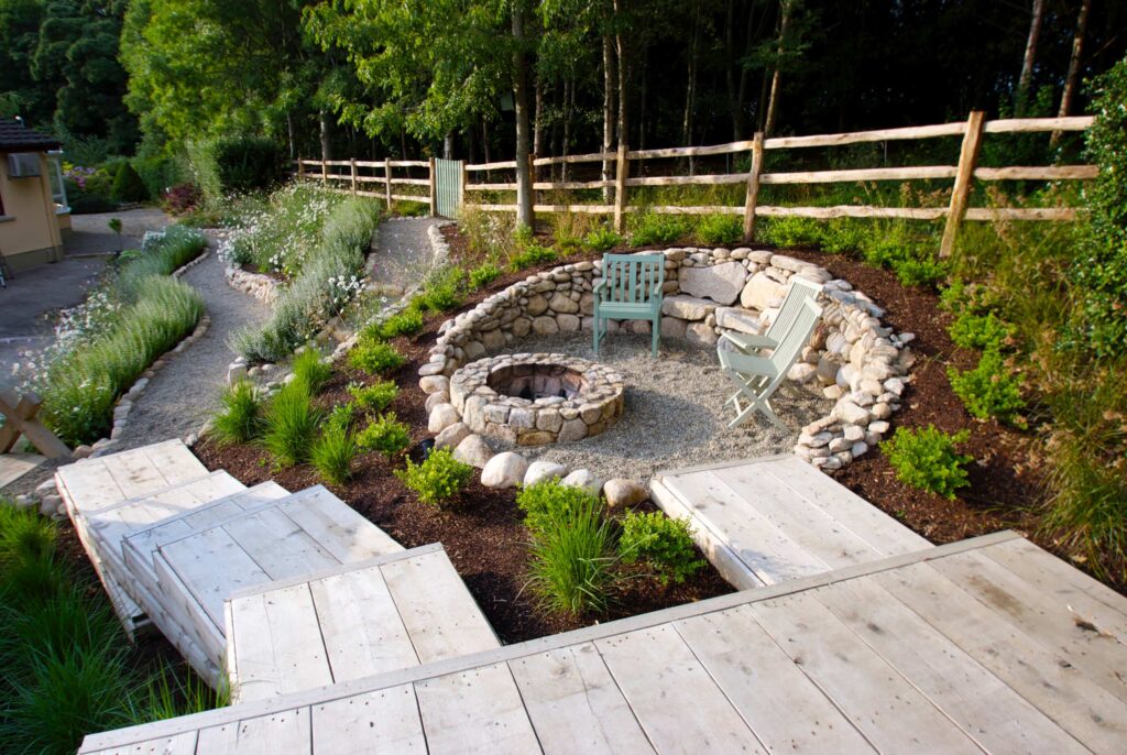 Fire Pit Landscaping On a Hill or a Slope