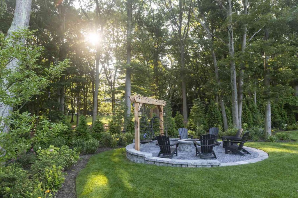 Fire Pit in a Circle of Tall Ornamental Grasses