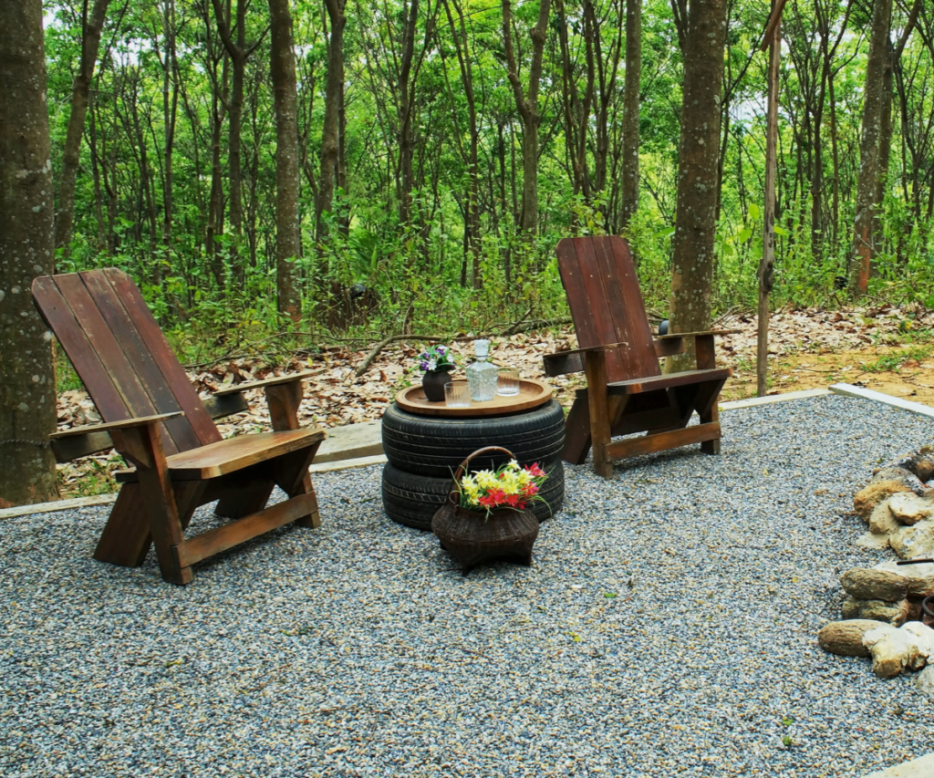 Fire Pit with Gravel River Path