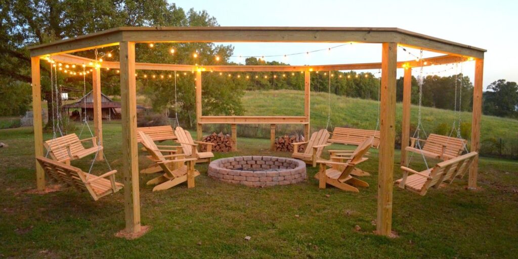  Fire Pit with Swing Seating