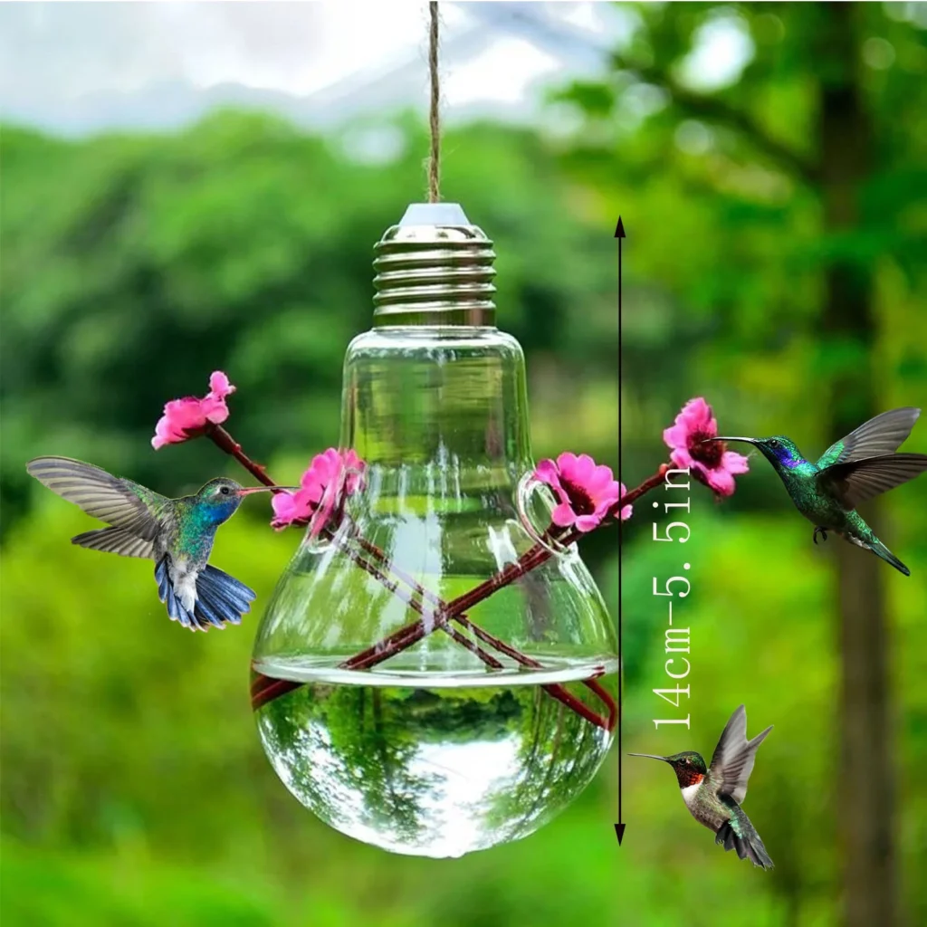 Hand-Blown Glass Hummingbird Feeders