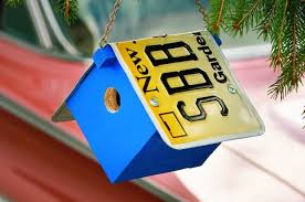 License Plate Roof Birdhouse
