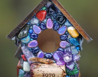 Mosaic Birdhouse with Wine Corks
