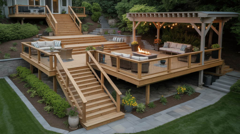 Multi-Deck Layout with Shaded Patio
