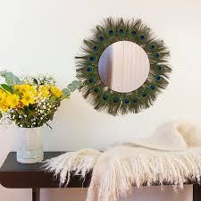 Peacock-Inspired Rustic Mirror