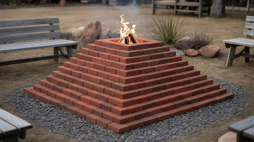 Pyramid-Shaped Brick Fire Pit