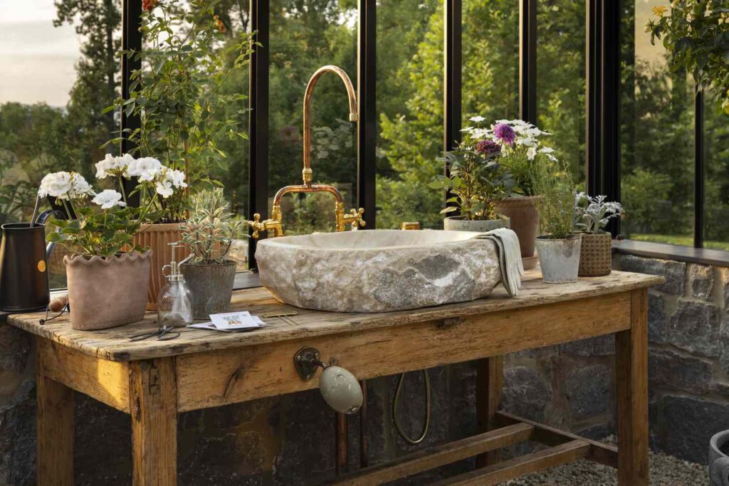 Rustic Greenhouse-Inspired DIY Potting Station