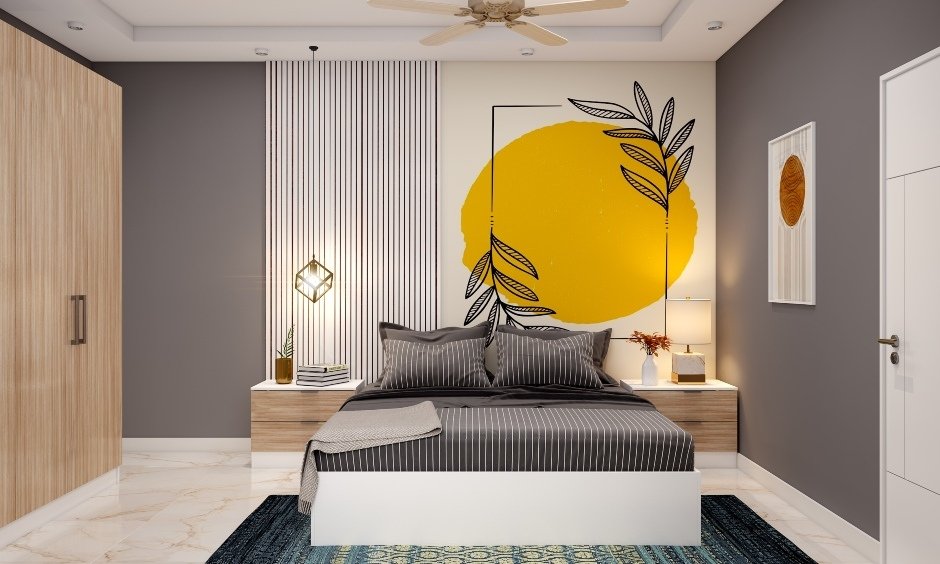 Stenciled Design Headboard