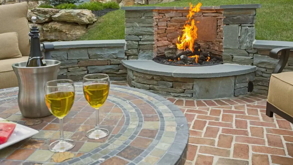  Stone Mosaic Patio Around Fire Pit