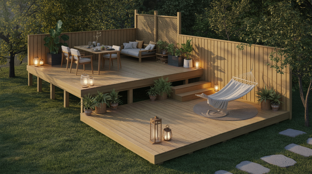 Two-Tiered Deck with Quiet Lounge Zone