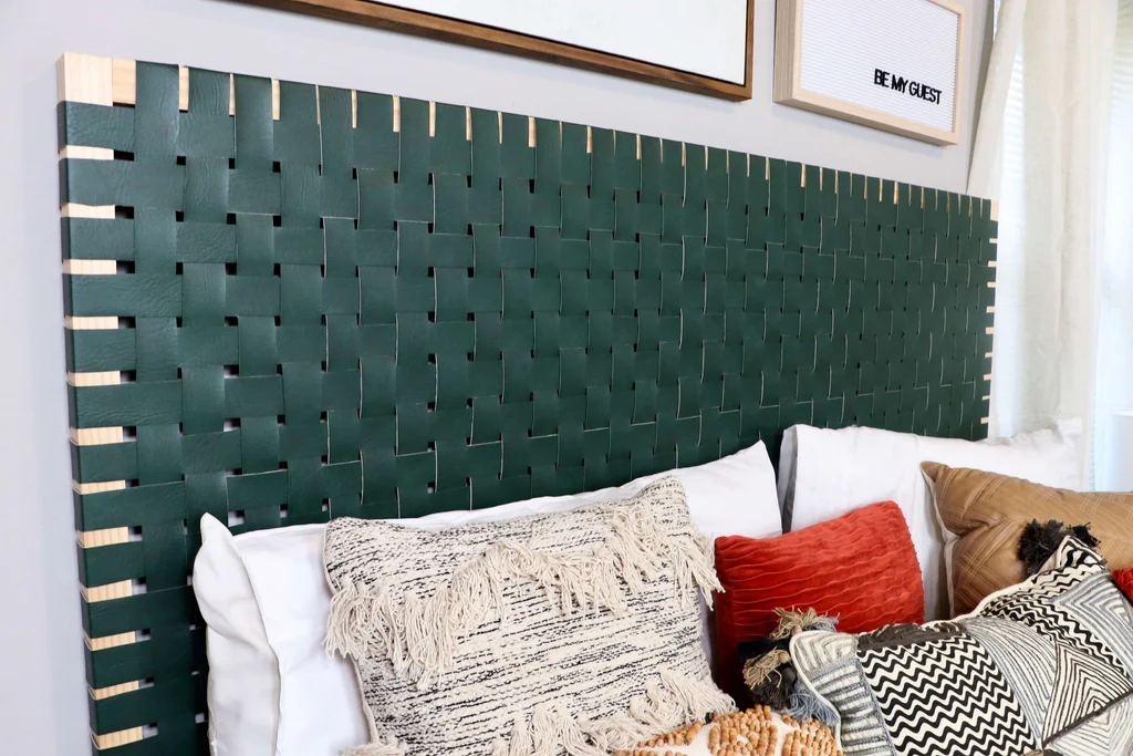 Woven Leather Headboard DIY