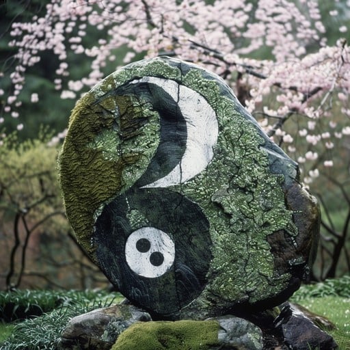 Yin-Yang Symbol on Rocks