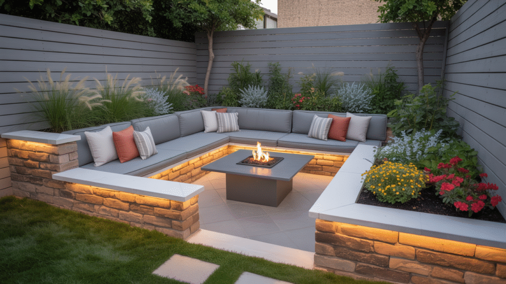 Low Retaining Walls and Built-In Seating