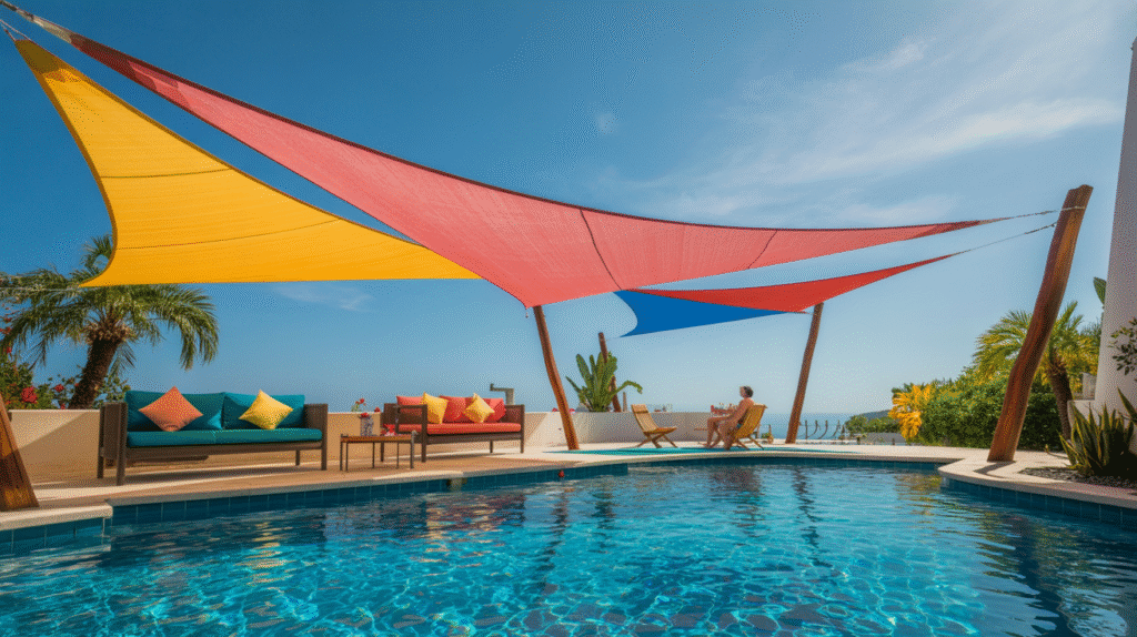  Colorful Shade Sail for Poolside Relaxation