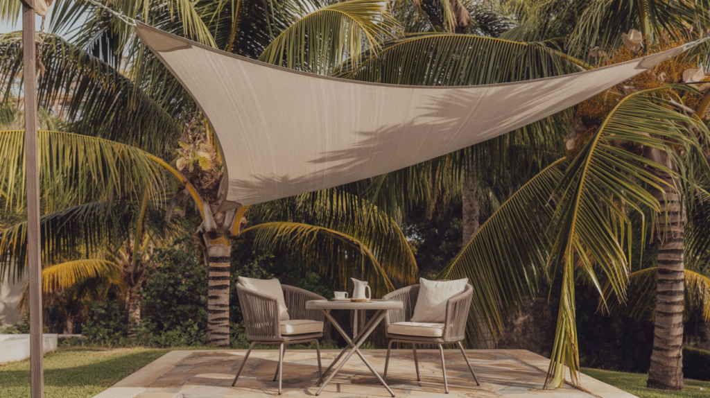 Small Patio Shade with Palm Trees