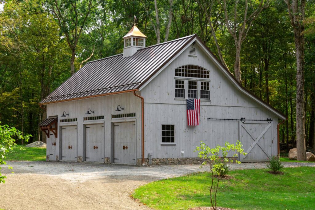 New England-Style Sheds with Metal Roofs