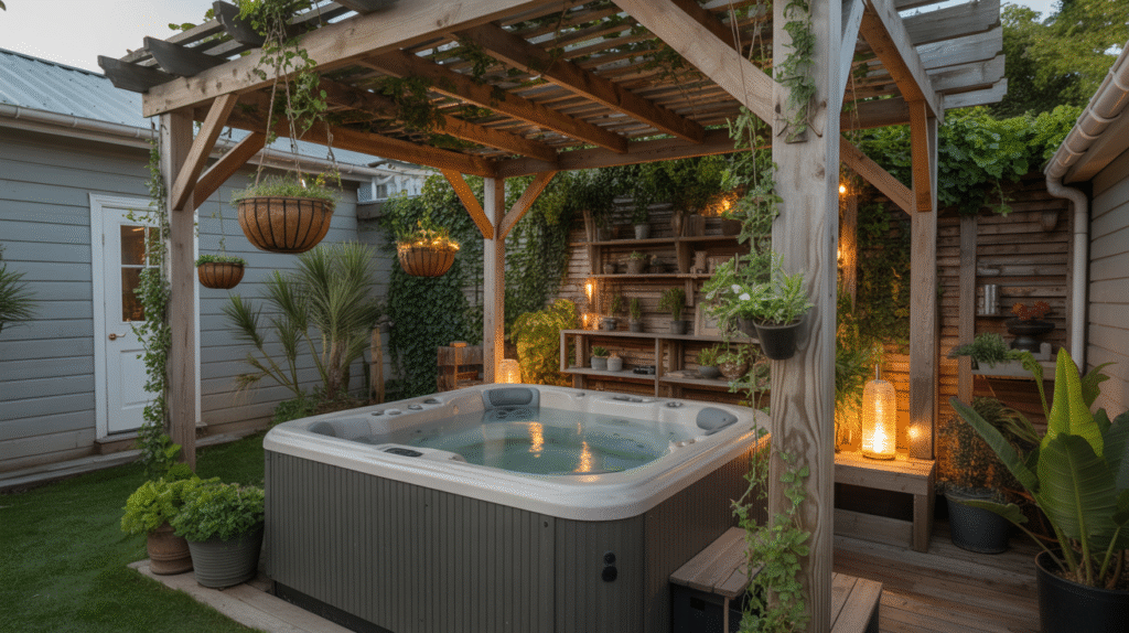  Pergola with Greenery and Planters