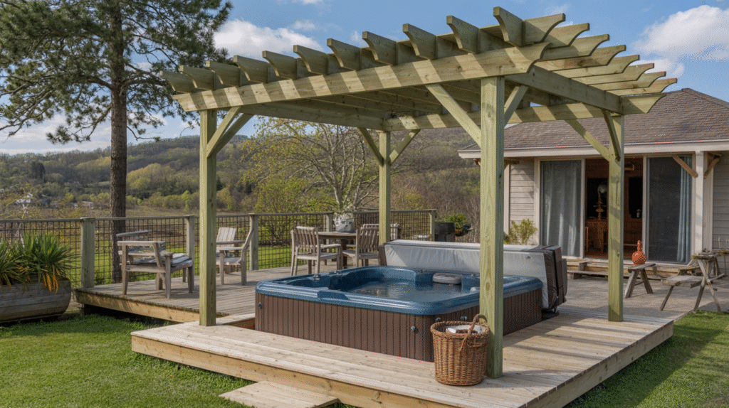 Hot Tub Pergola on Deck